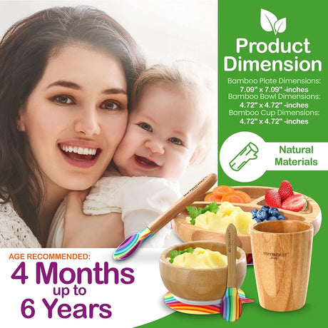 Juego de vajilla de bambú para bebé NutriChef NCBPS16
