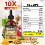 Suplemento líquido de maca, ashwagandha, ortiga y más, 2oz