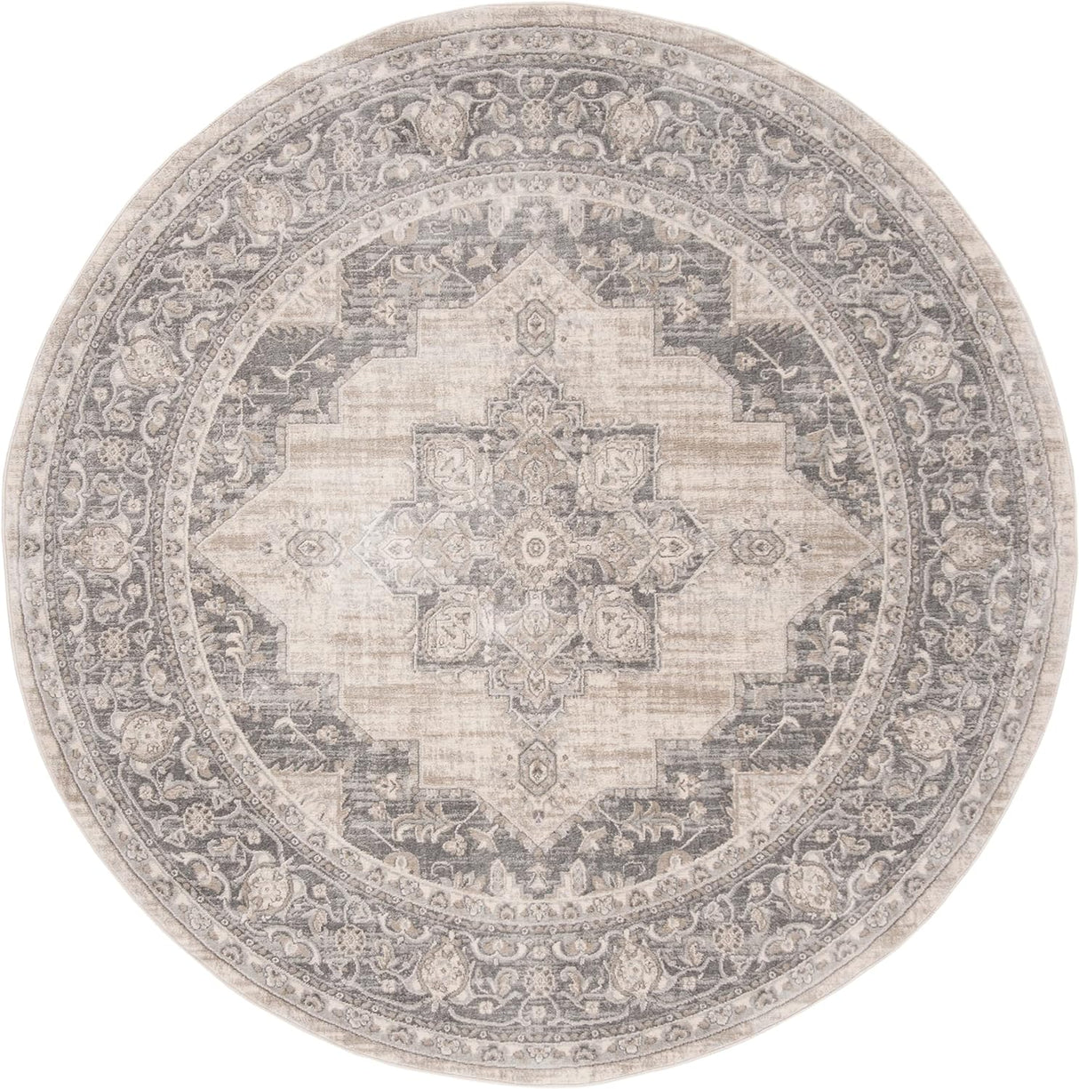 Alfombra Redonda Medallón Desgastado, Ideal para Áreas Tráfico (BNT865B)