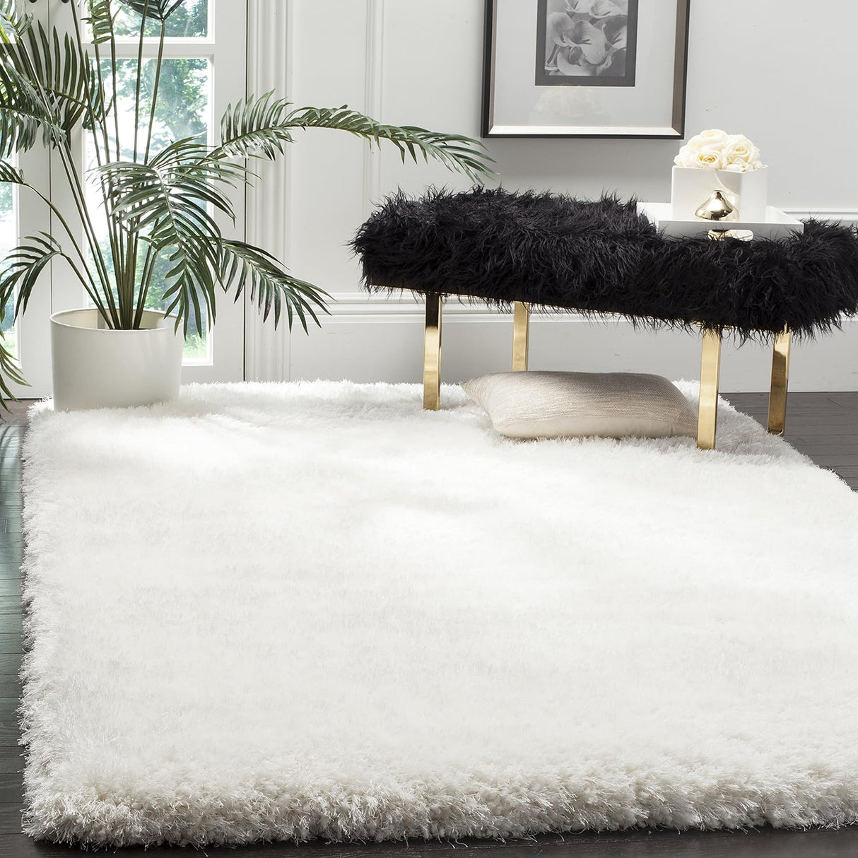 Alfombra de área 4' x 6' SAFAVIEH Luxe Shag, 3.2 gruesa