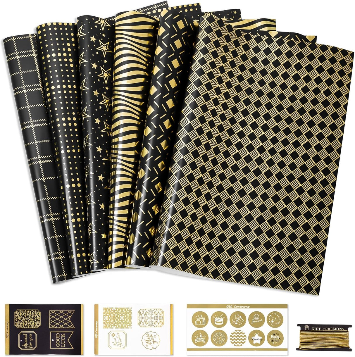 Papel de Regalo Larcenciel, 6 Hojas con Etiquetas y Stickers