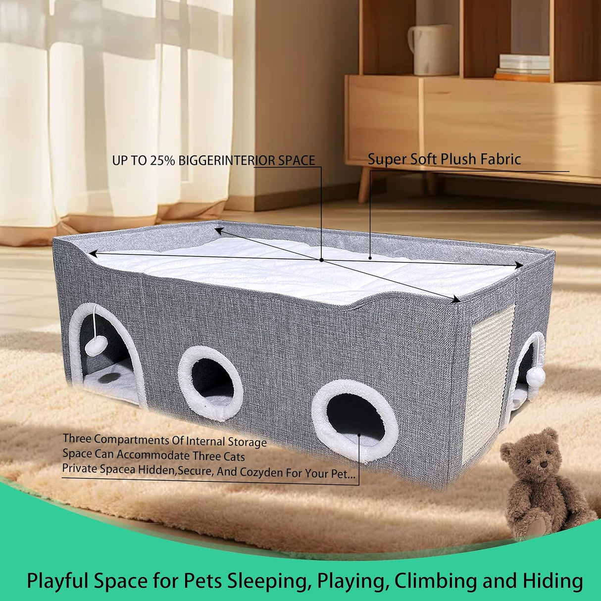 Casa para Gatos Interiores - Cama Grande y Colapsable con Cúpula