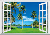FLFK Adhesivo de pared falso para ventana, diseño de césped