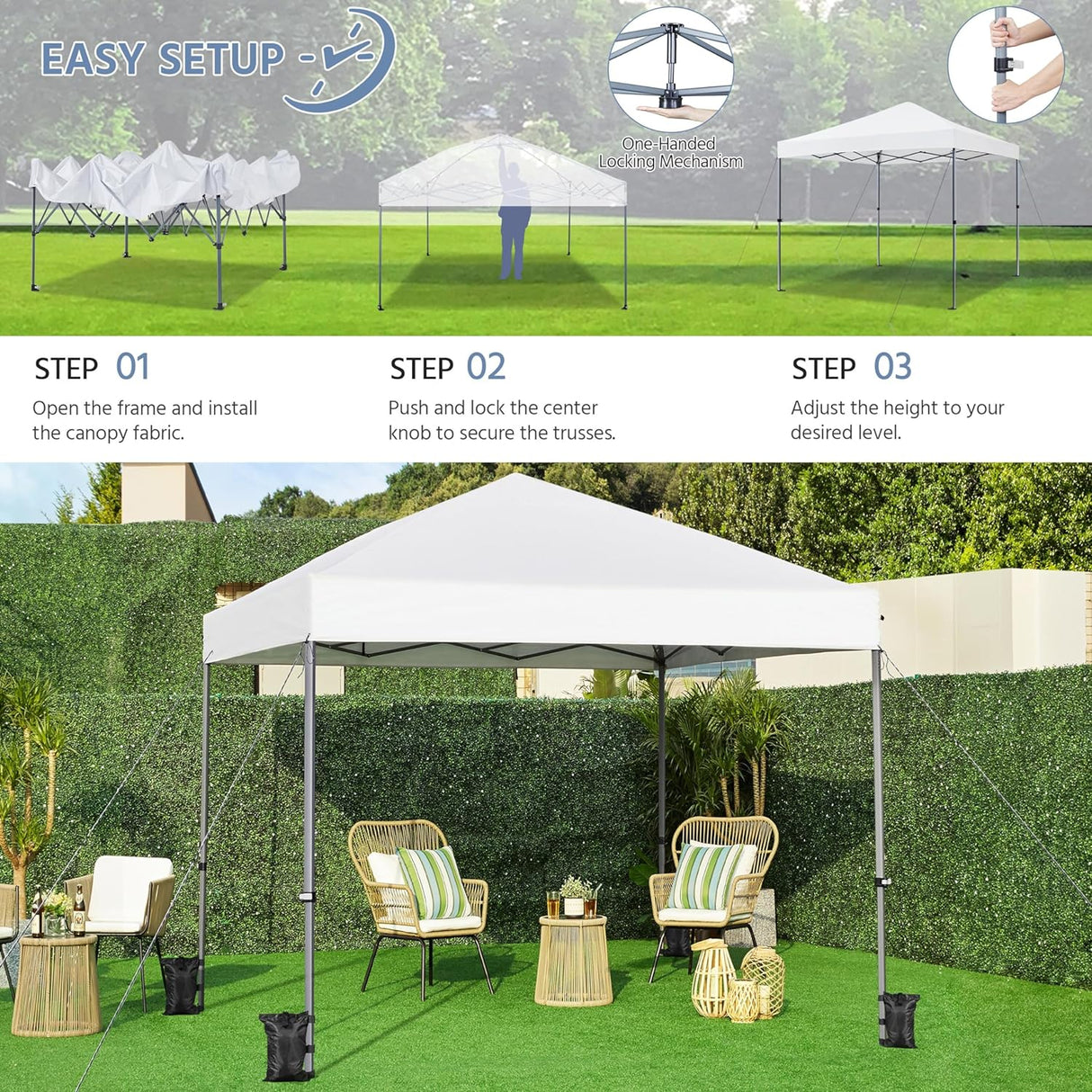 Toldo Plegable Yaheetech 10x10 para 1 Persona, Blanco