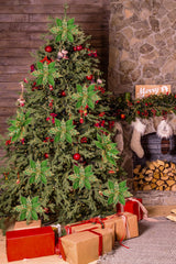 Flores Poinsettia Artificial Briful 12'' Set de 4 para Decorar