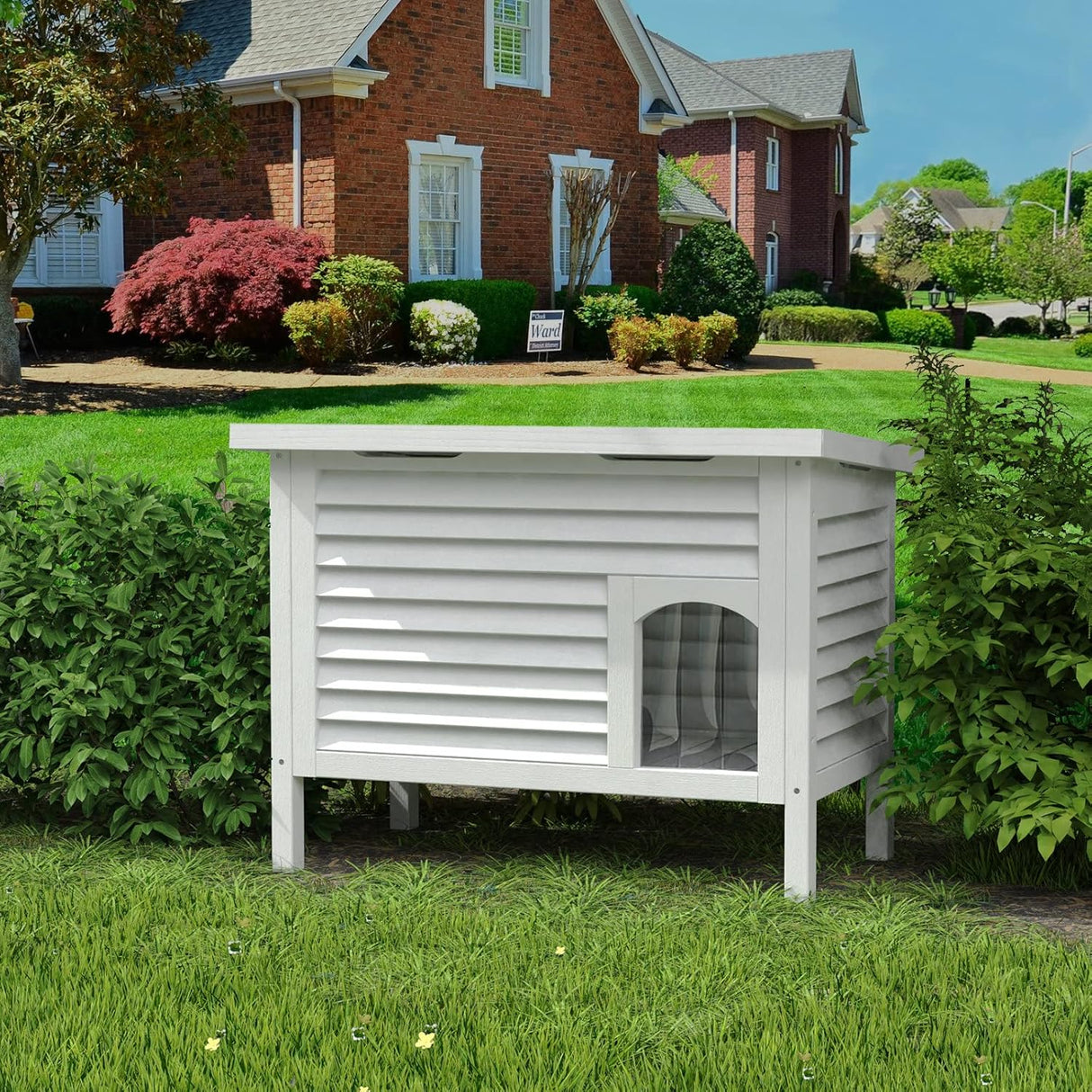 Casa para Gatos GDLF, Madera Sólida, Techo Impermeable, 31.9