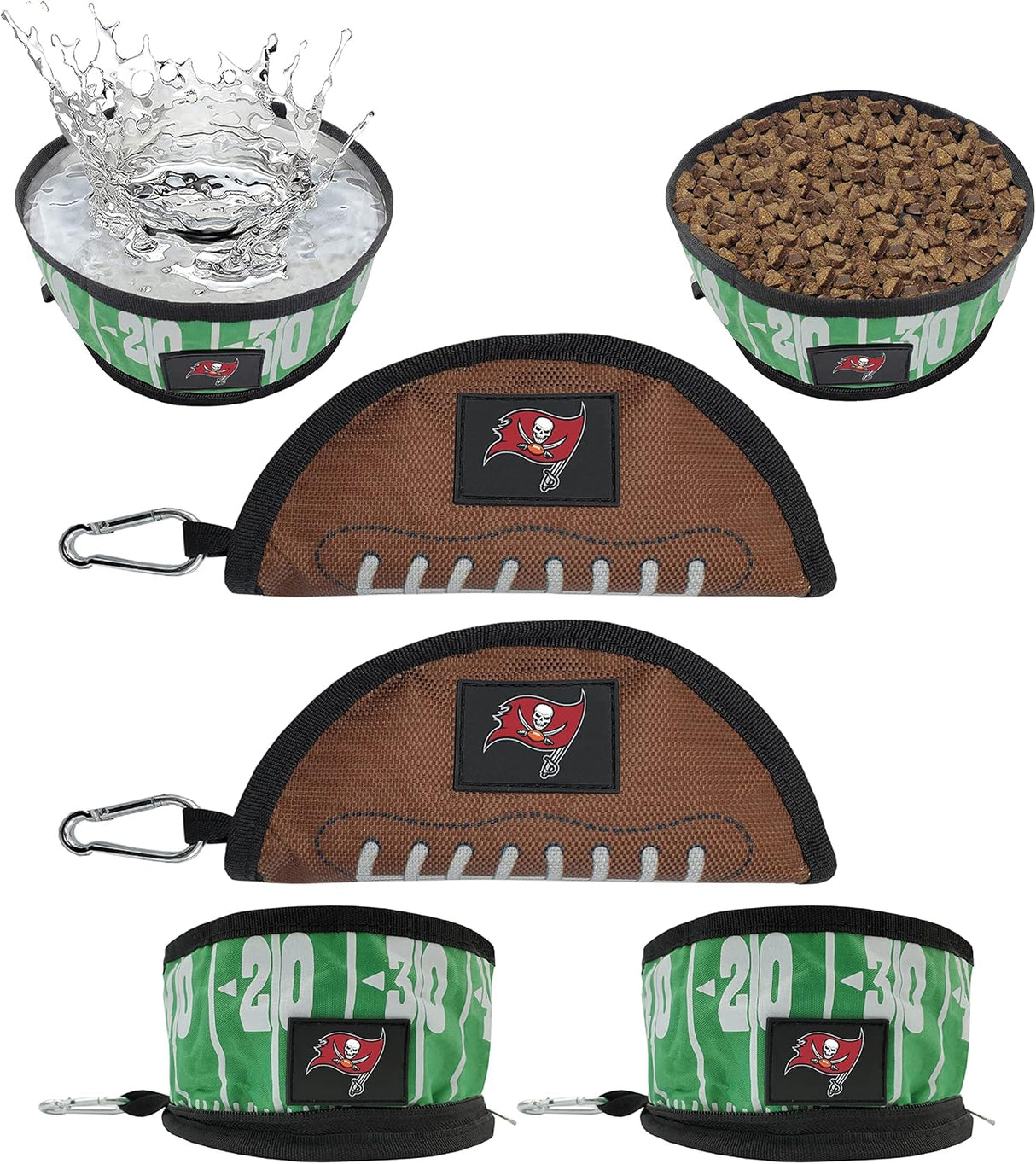 Conjunto de cuencos para perros Tampa Bay Buccaneers, portátil.