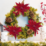 Flores Artificiales Briful 12'' Poinsettia para Decoración Navideña