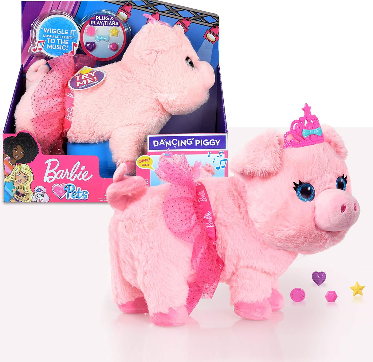 Peluche Barbie Dance & Prance 9.5 con 5 charms, juguete 3+