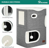 Casa para Gatos de 2 Pisos YIATHOME, con Rascador y Escondite