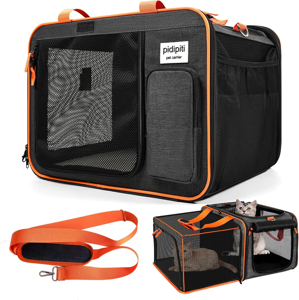 Transportín Expandible para Mascotas, 20x14x14, Viaje Corto/ Largo