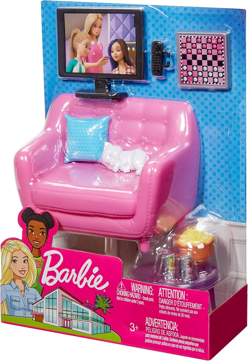 Conjunto de Muebles de Interior Barbie, Salón, Kitten, Accesorios