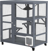 Casa para Gatos Grande PawHut, Enclosure de Madera 39