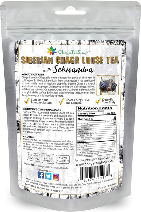 Suplemento Té suelto chaga siberianos sin cafeína natural