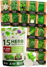 Semillas de Hierbas Culinarias HOME GROWN - No GMO, 15 Variedades