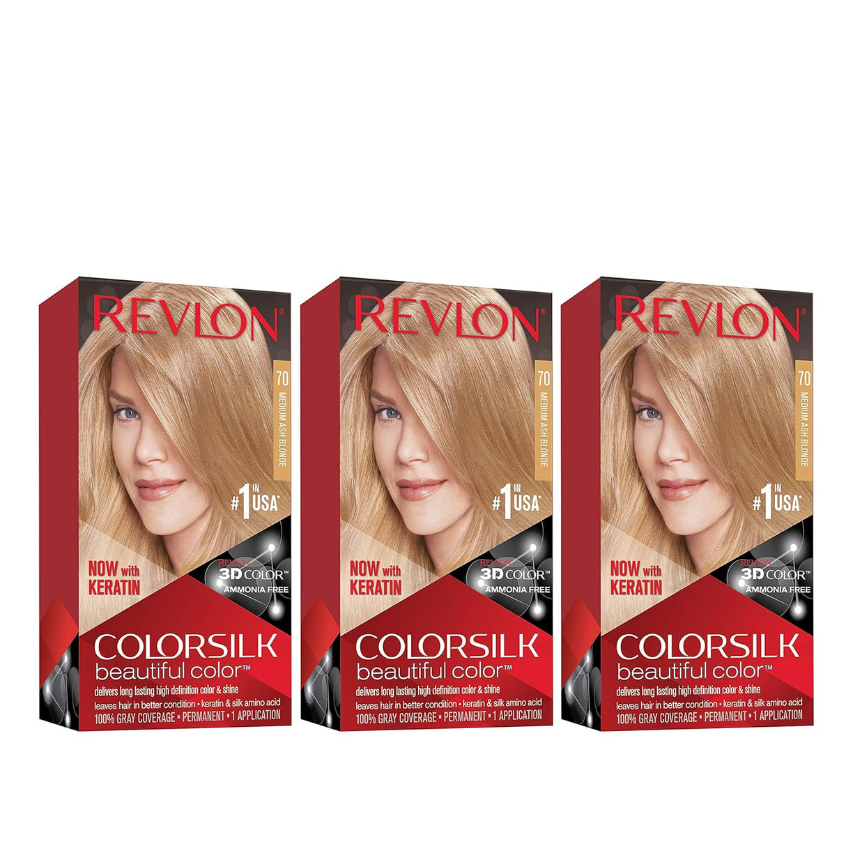 Tinte permanente para el cabello rubio ceniza medio 70