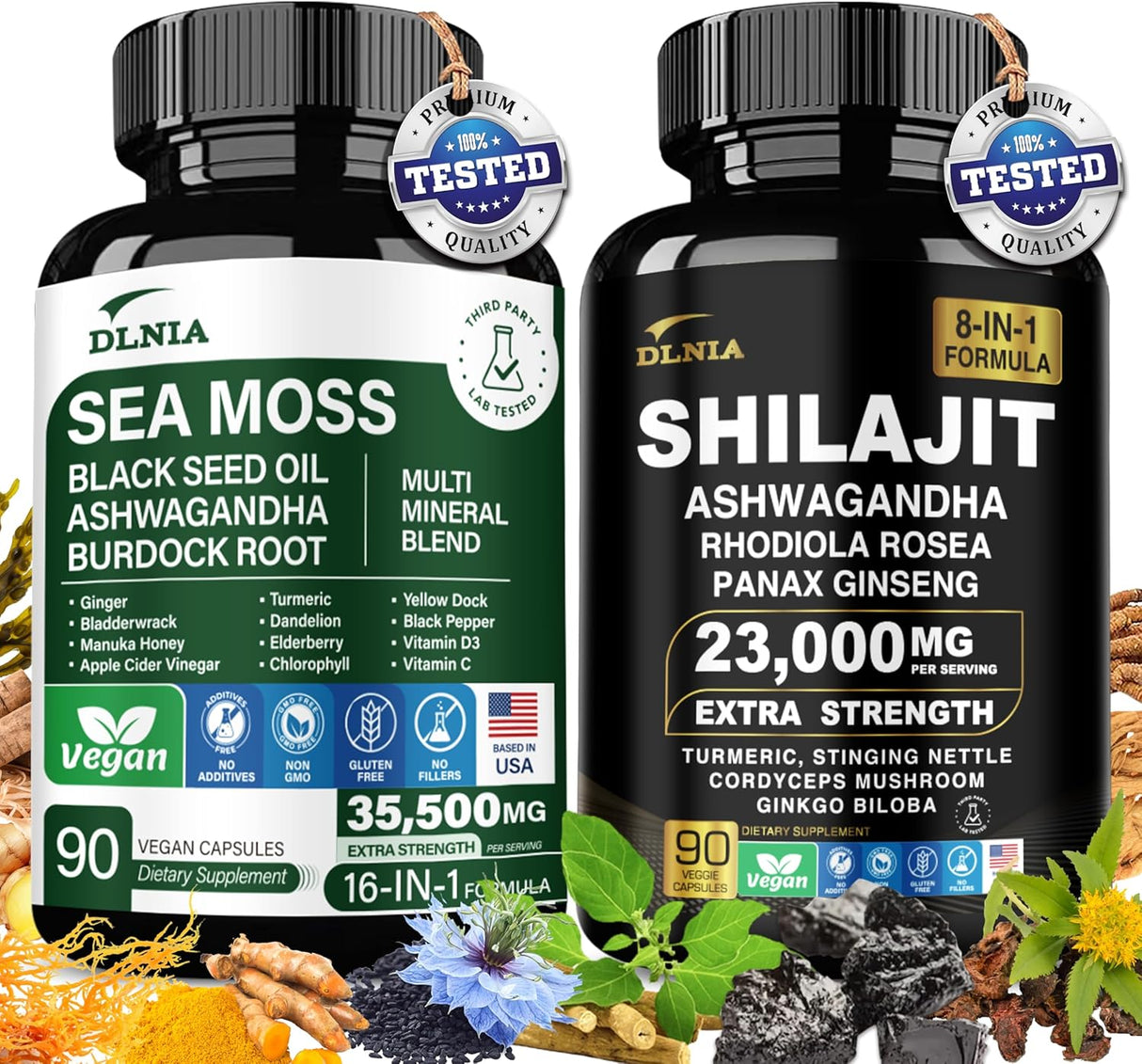 Suplemento Vitalidad: Shilajit y Sea Moss, 9000mg, 17500mg