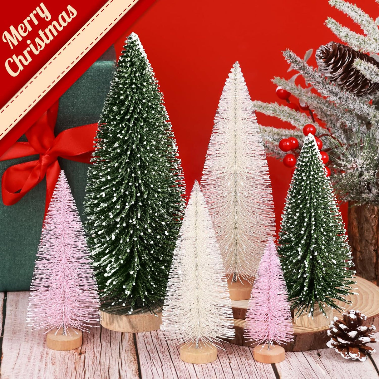 Mini Árboles de Navidad Artificiales, Decoración, 6 Piezas