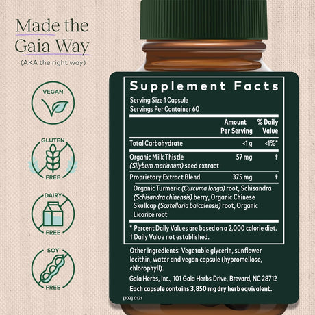 Gaia Herbs hígado Salud Líquido Phyto Cápsulas 60 cápsulas