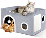 Casa para Gatos Heeyoo - Cueva Grande con Rascador y Bola Fluffy