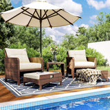 Pamapic Juego de 5 muebles de mimbre para patio, sillas de patio al aire libre con otomanas, muebles de conversación con coffetable para jardín y balcón (beige)