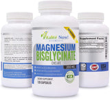 Magnesium Bisglycinato 200mg Chelado, Sin Laxantes, GMO