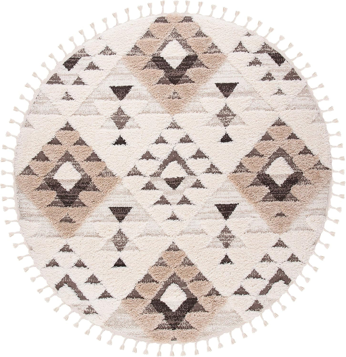 Alfombra Redonda de Piel de Oveja con Diseño Boho, MTS688A