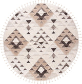 Alfombra Redonda de Piel de Oveja con Diseño Boho, MTS688A