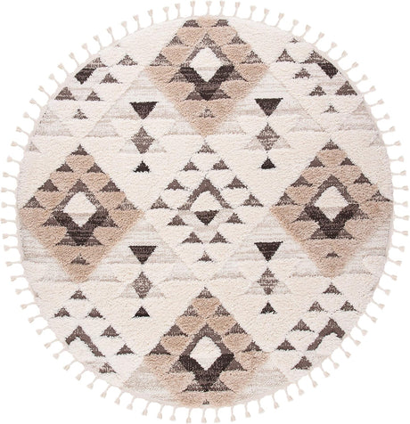 Alfombra Redonda de Piel de Oveja con Diseño Boho, MTS688A
