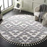 Alfombra redonda de flecos estilo marroquí, modelo MTS688G-7R