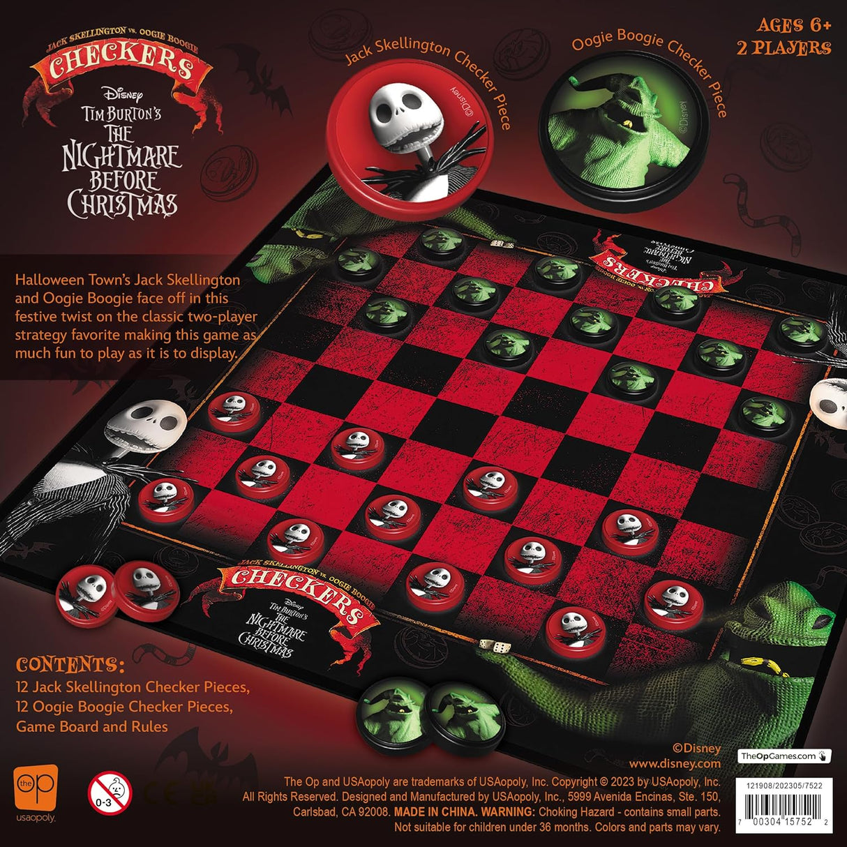 Juego de Damas Disney Tim Burton | Jack Skellington vs Oogie Boogie