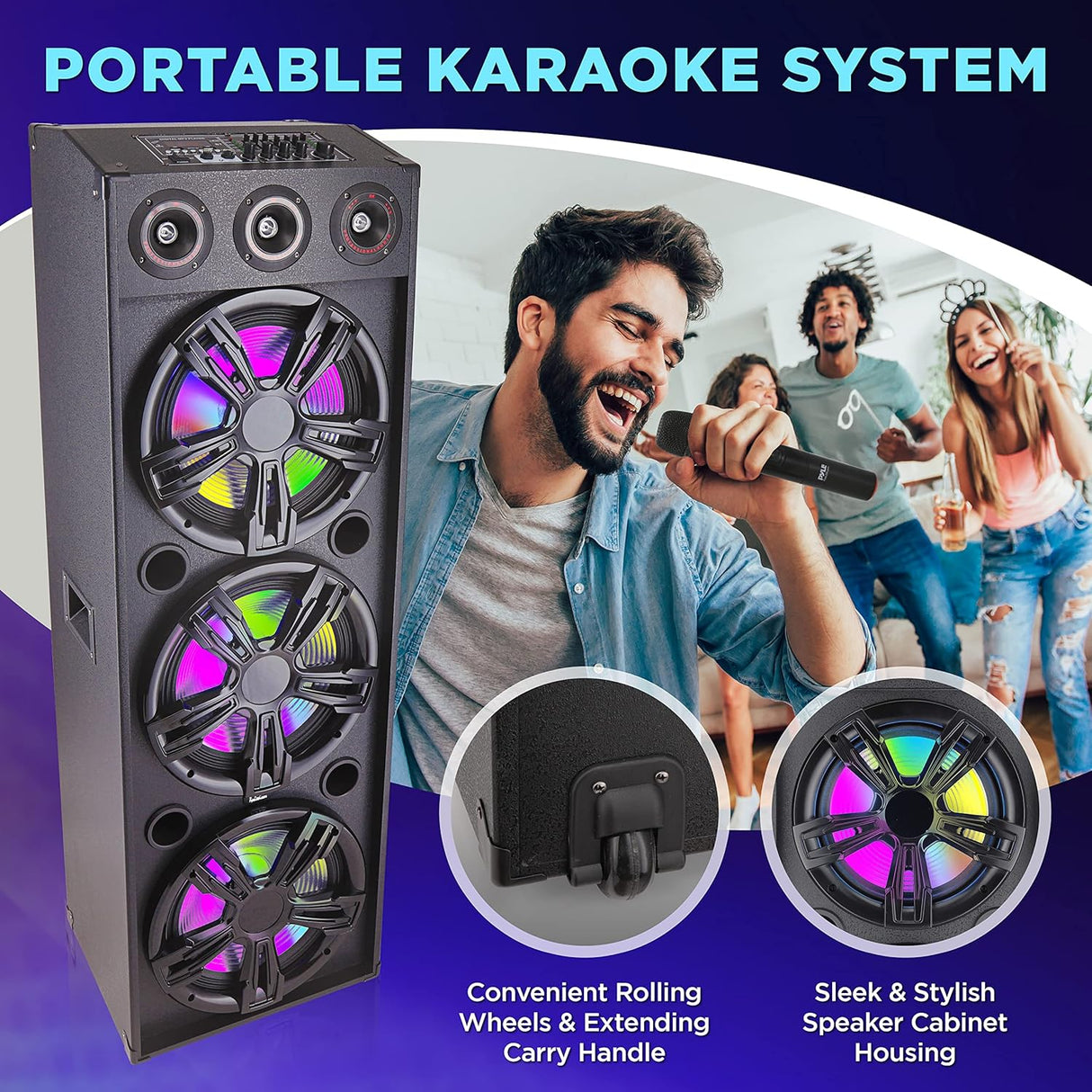 Parlantes con Micrófono inalámbrico PYLE-PRO PPHP1233B