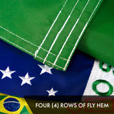 G128 Bandera brasileña de Brasil | 3 x 5 pies | Serie Double ToughWeave de poliéster 210D bordado de doble cara | Bandera de país, diseño bordado, interior/exterior, ojales de latón, resistente, 2 capas