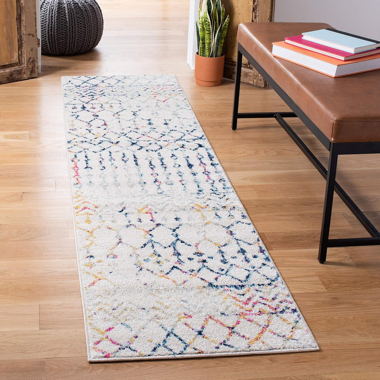 Alfombra Runner Tulum - Diseño Boho Marroquí, Fácil Cuidado