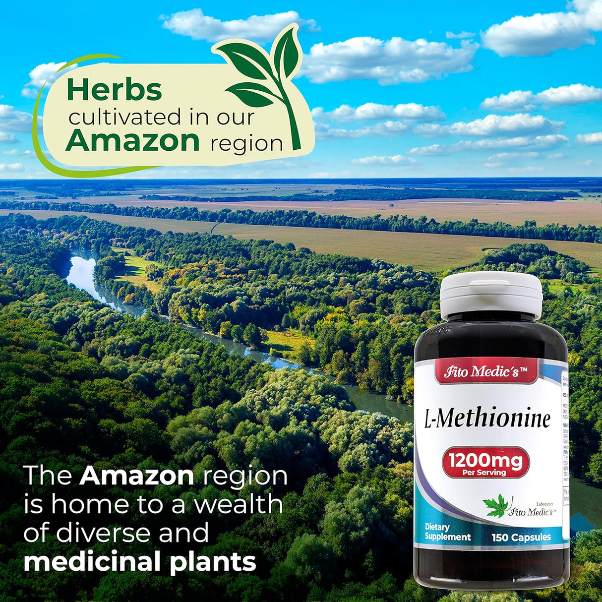 Suplemento FITO MEDICS  Metionina L Metionina 1200mg 150 cáp