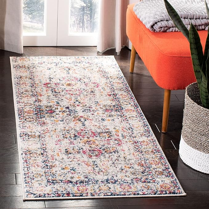 Alfombra Runner Medallón de Copos de Nieve, Diseño Desgastado, MAD603R