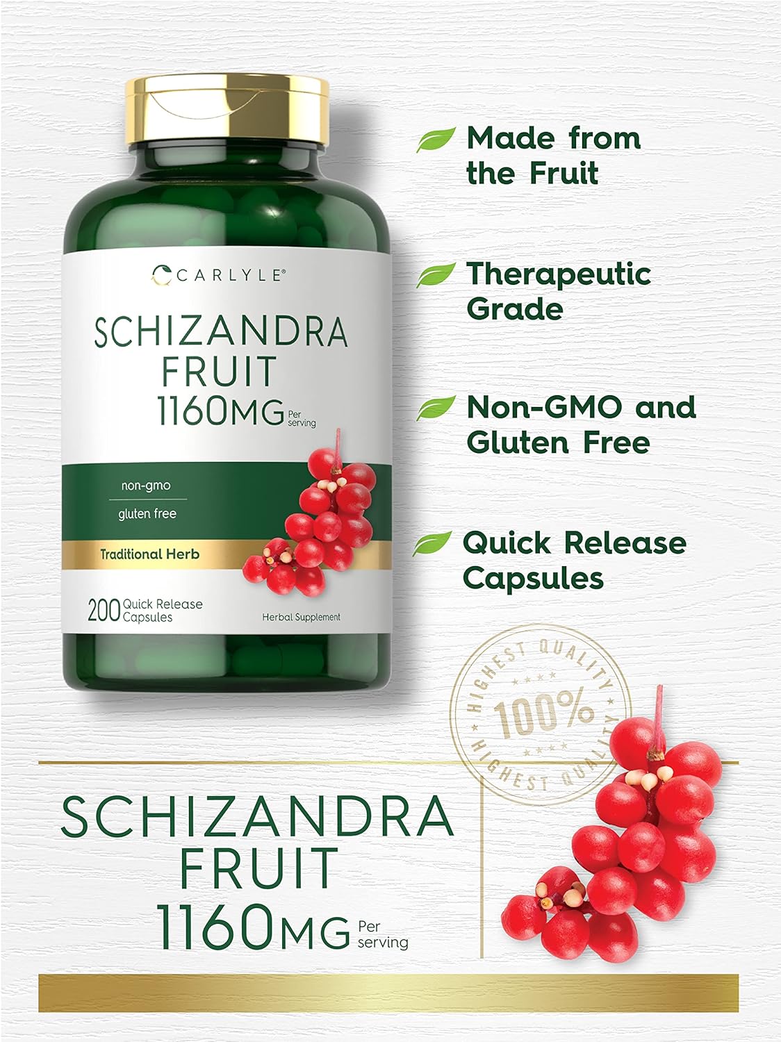 Carlyle Schisandra Suplemento 1160 mg | 200 cápsulas
