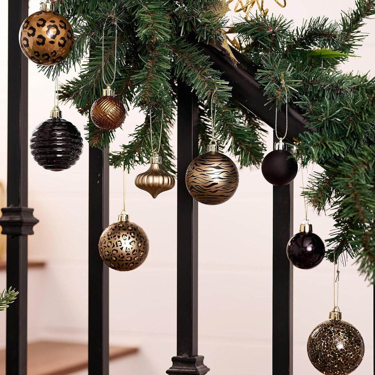 Adornos navideños DecorbyHannah, 21 piezas, tema leopardo