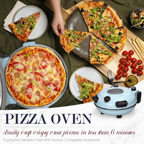 Horno Eléctrico para Pizza, 12 Pulgadas, Cerámica Premium