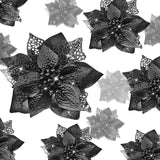 Flores Artificiales Poinsettia Glitter, WILLBOND, 36 Piezas