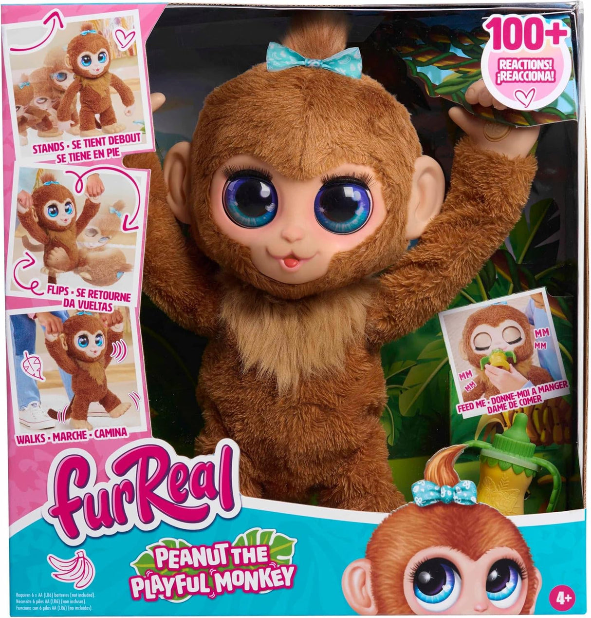 Juguete interactivo furReal Peanut, mono de peluche 15”