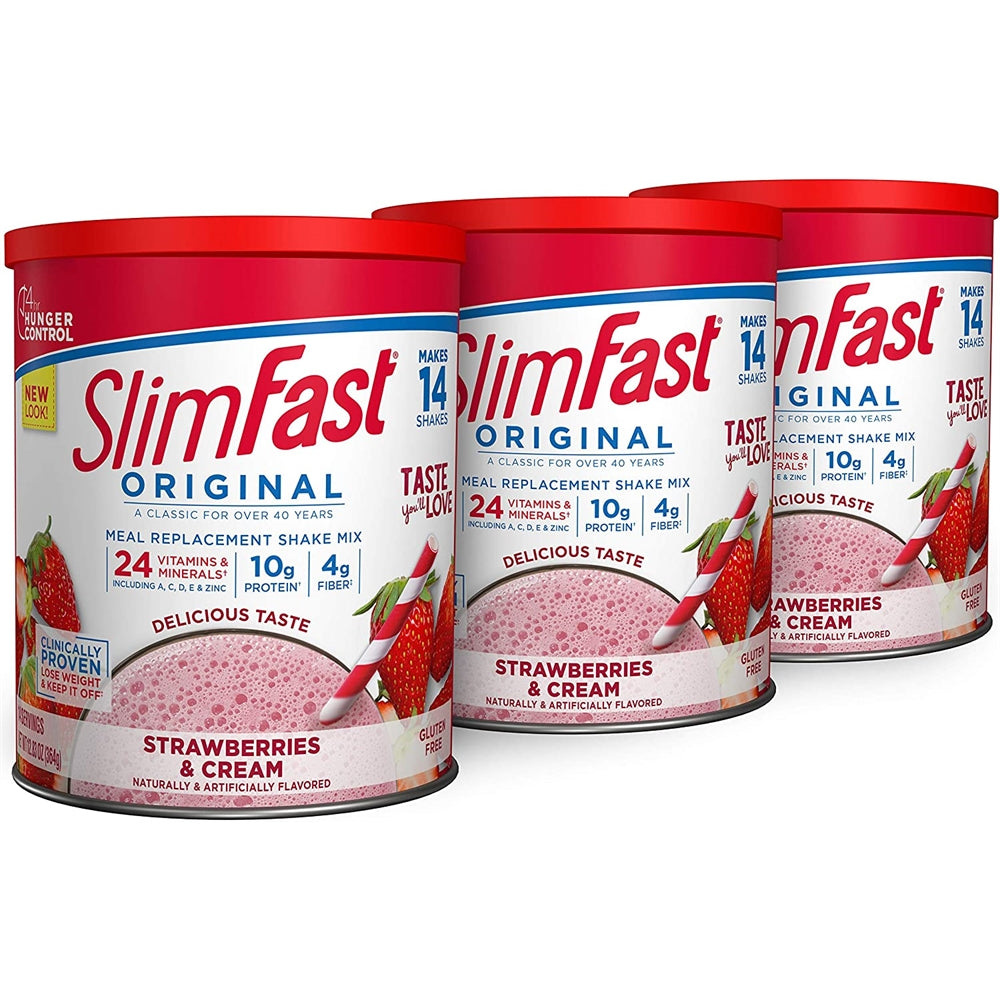 Polvo de reemplazo de comidas sabor fresas y crema original