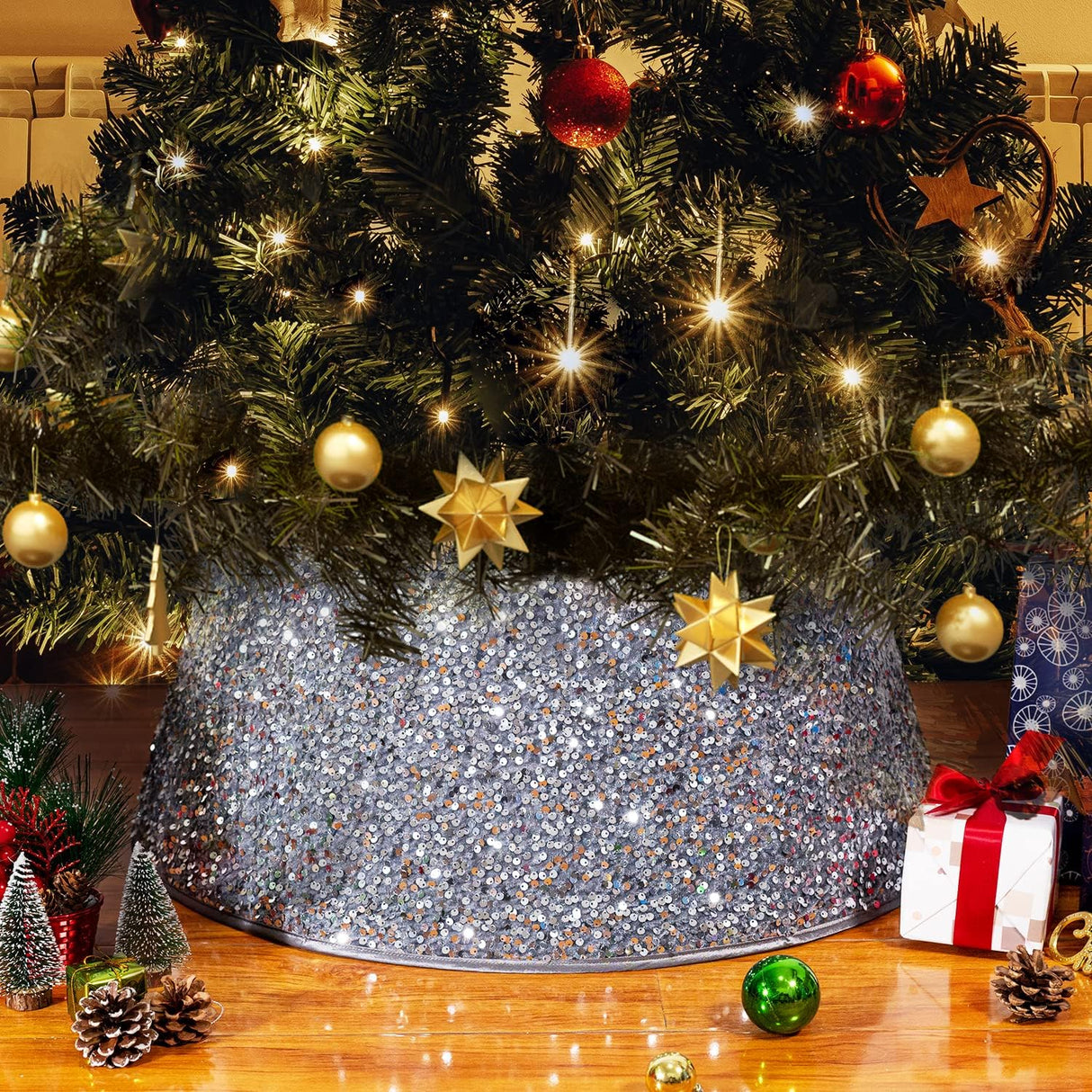 Collar para Árbol de Navidad, Cubierta de Base, Plegable