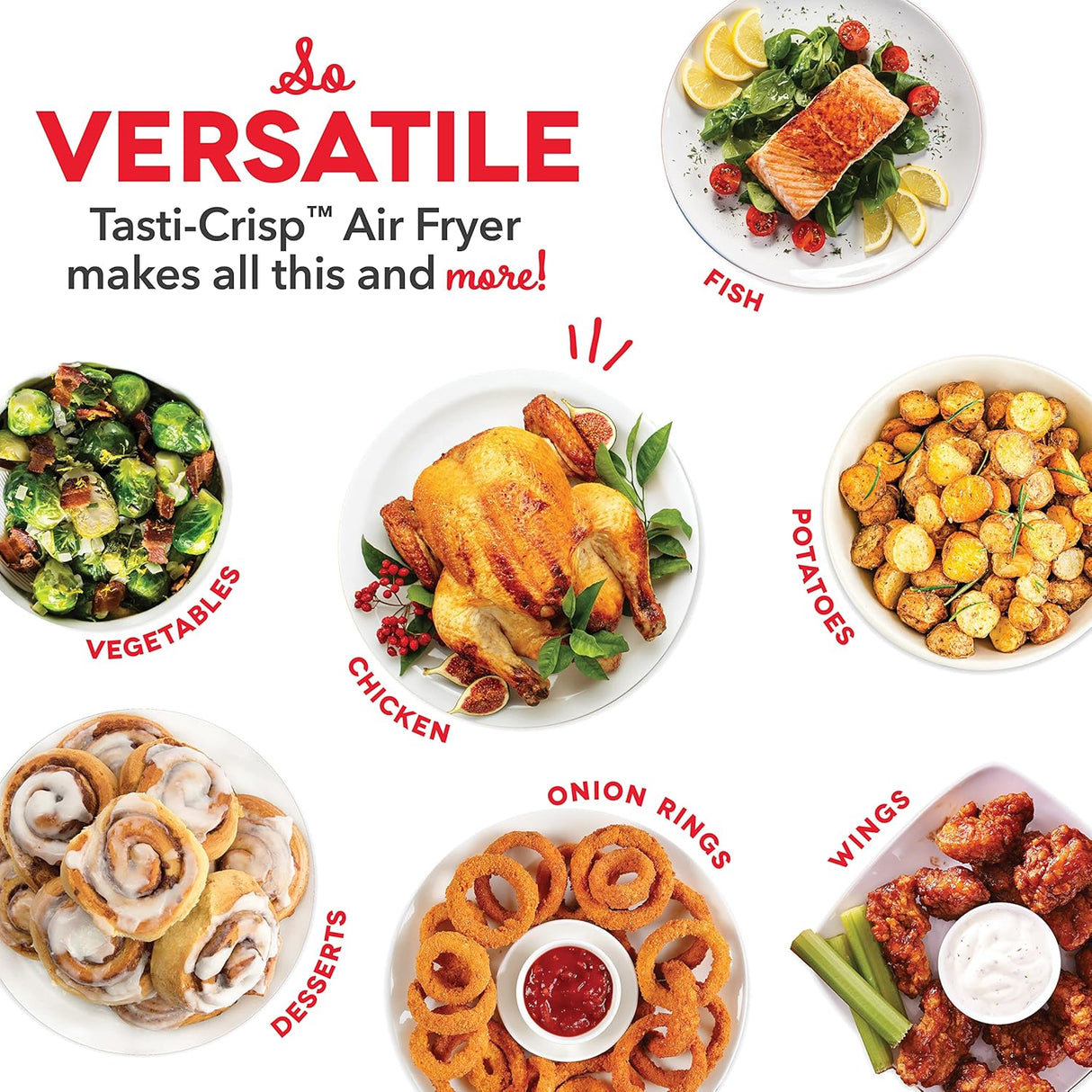 Freidora de aire DASH Tasti-Crisp™ 2.6 Qt, 1000 W, compacta