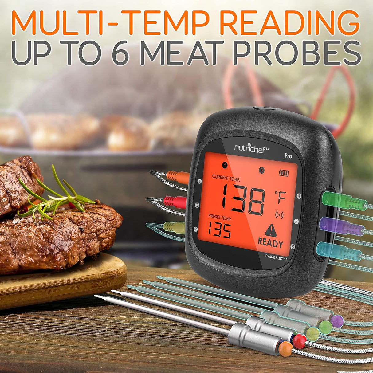 Termómetro inteligente  para barbacoa NutriChef PWIRBBQKT12