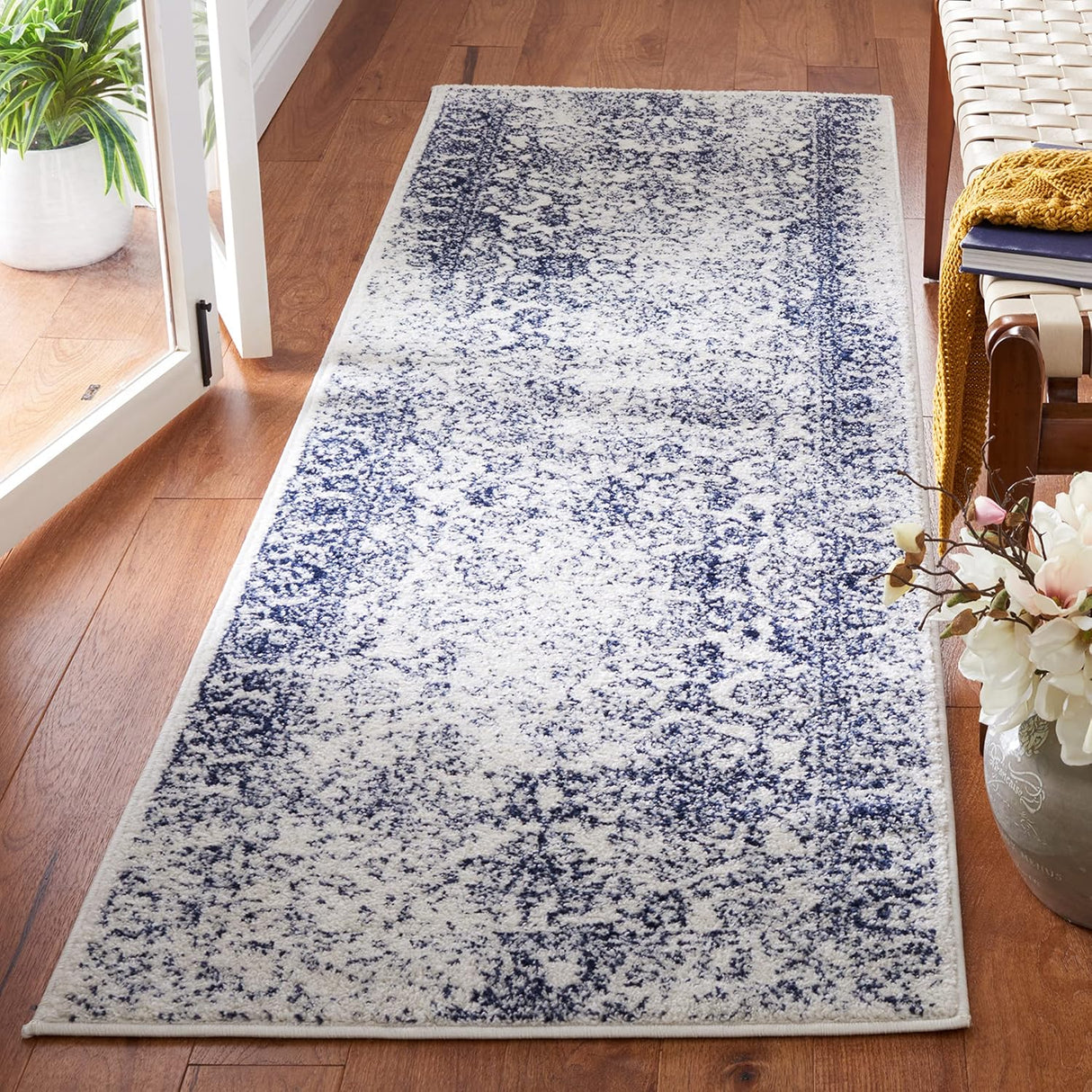 Runner de alfombra Oriental Distressed, fácil cuidado, ADR109M
