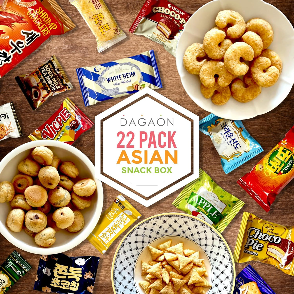 Caja de Snacks Asiáticos Dagaon 22 Piezas - Dulces y Salados
