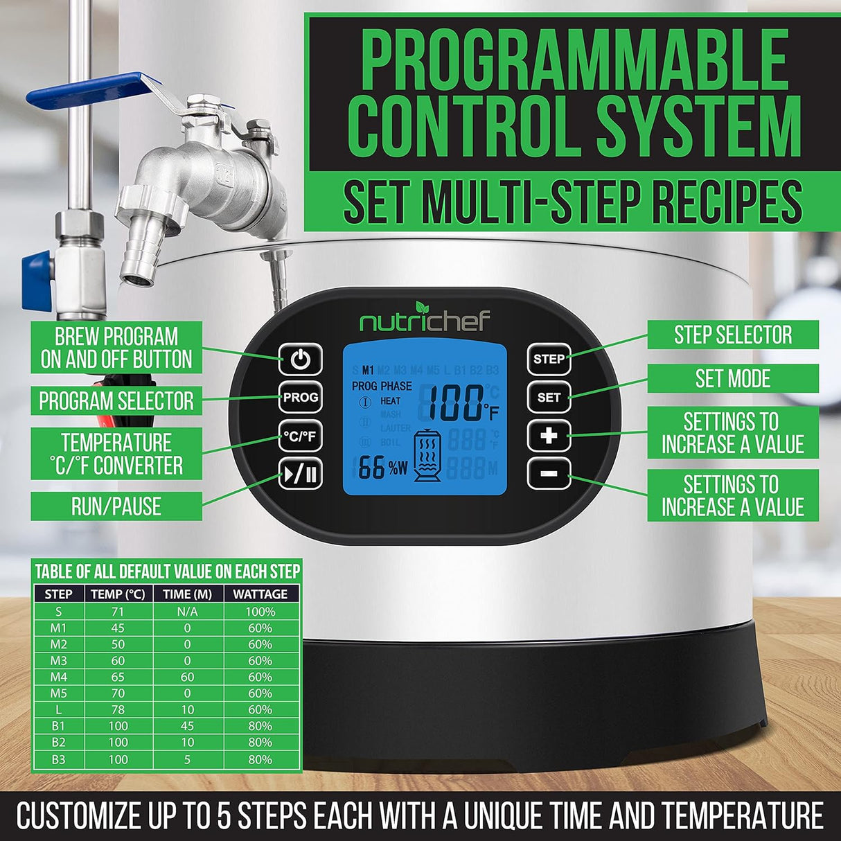 Dispensador de Cerveza de acero NUTRICHEF PKBRKTL200