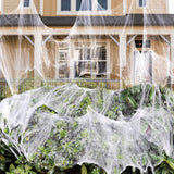 Adorno de 1400 pies2 de telarañas con 150 arañas de imitación, decoración interior y exterior muy elástica para Halloween