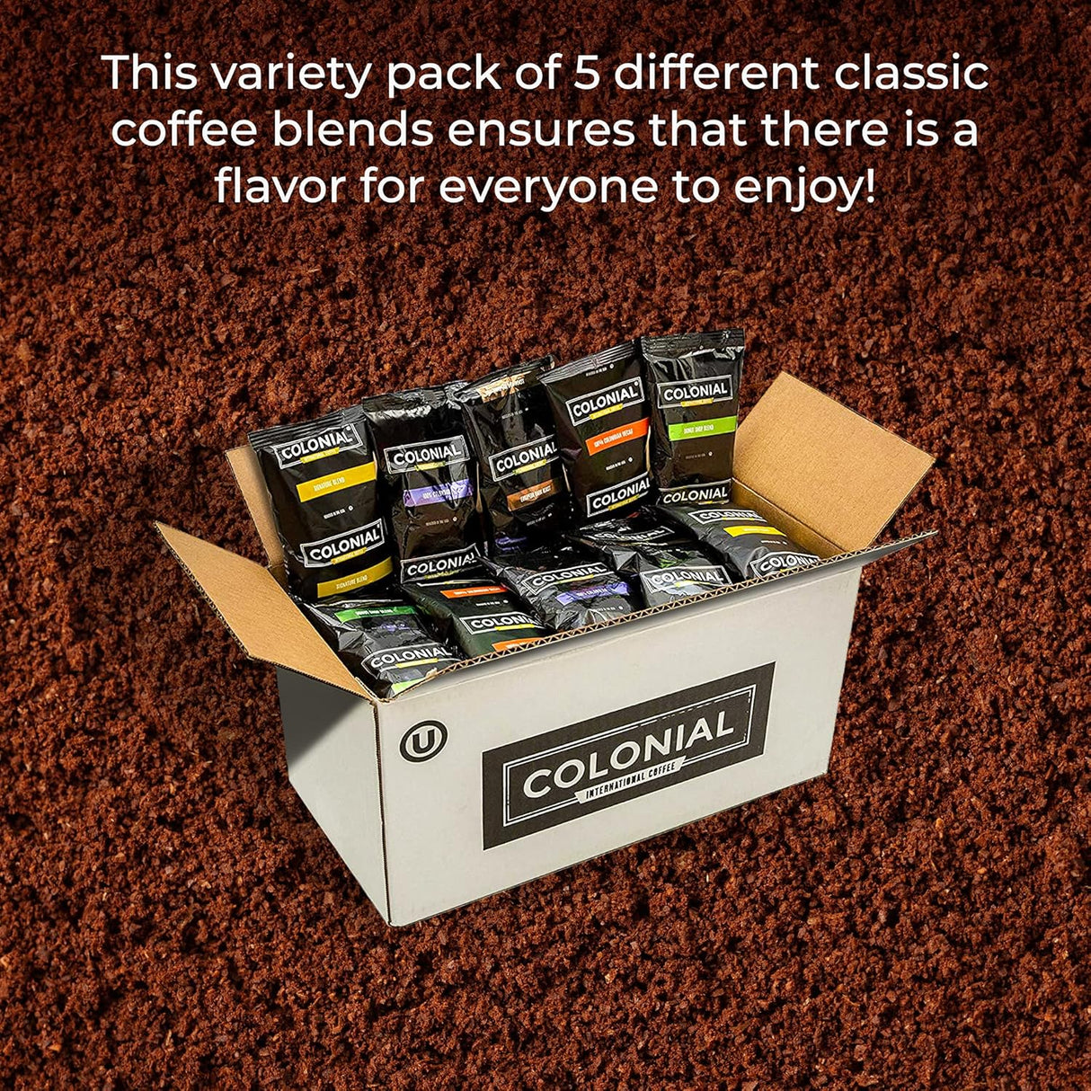 Paquete de café Colonial, variedad de tueste, 32 bolsas 2.5 oz.